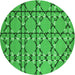 Square Patterned Green Rug, pat3570grn