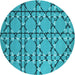 Square Patterned Dark Cyan Green Rug, pat3570lblu