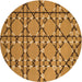 Square Patterned Mahogany Brown Rug, pat3570org