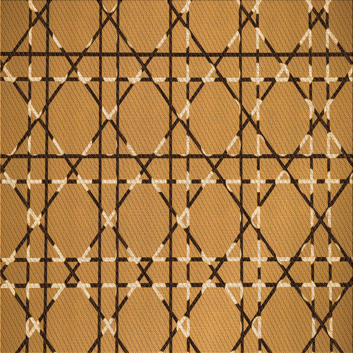 Round Patterned Mahogany Brown Rug, pat3570org