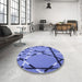 Round Patterned Sky Blue Rug in a Office, pat3571blu