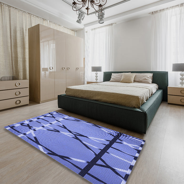 Patterned Sky Blue Rug in a Bedroom, pat3571blu