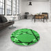 Round Patterned Green Rug in a Office, pat3571grn