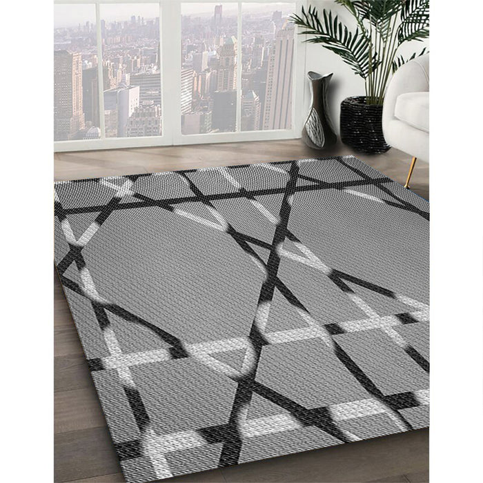 Machine Washable Transitional Grey Gray Rug in a Family Room, wshpat3571gry