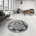 Round Patterned Gray Rug in a Office, pat3571gry