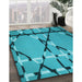 Machine Washable Transitional Dark Cyan Green Rug in a Family Room, wshpat3571lblu