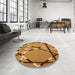 Round Patterned Mahogany Brown Rug in a Office, pat3571org