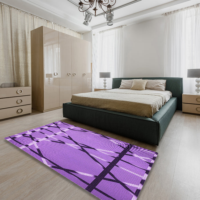 Round Machine Washable Transitional Purple Rug in a Office, wshpat3571pur