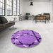 Round Patterned Purple Rug in a Office, pat3571pur