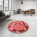 Round Patterned Red Rug in a Office, pat3571rd