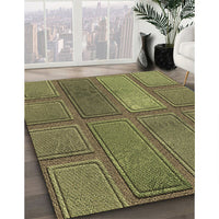 Patterned Brass Green Rug, pat3572brn