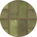 Square Patterned Brass Green Rug, pat3572brn