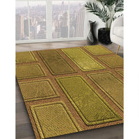 Patterned Dark Bronze Brown Rug, pat3572org