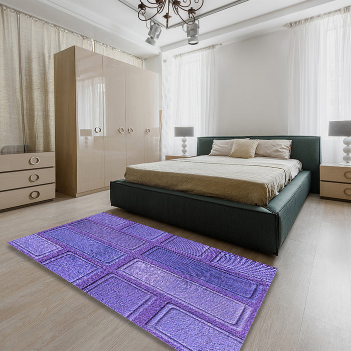 Round Machine Washable Transitional Amethyst Purple Rug in a Office, wshpat3572pur