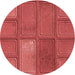 Square Patterned Red Rug, pat3572rd