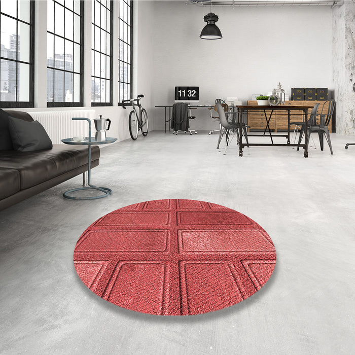 Round Patterned Red Rug in a Office, pat3572rd
