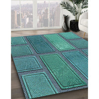 Patterned Teal Green Novelty Rug, pat3572