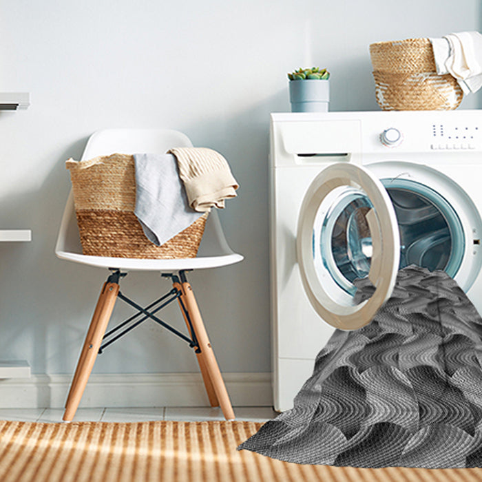 Machine Washable Transitional Dark Gray Rug in a Washing Machine, wshpat3573gry