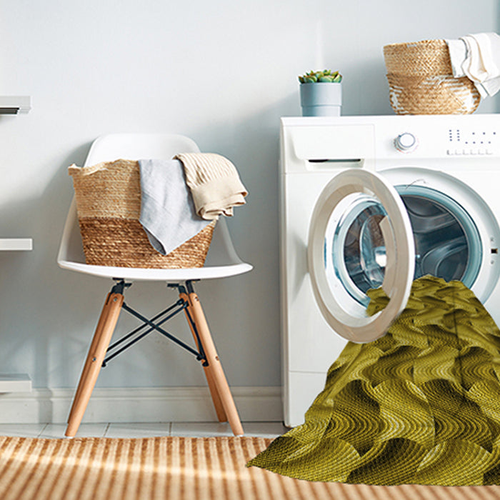 Machine Washable Transitional Yellow Rug in a Washing Machine, wshpat3573yw