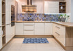 Machine Washable Transitional Blue Rug in a Kitchen, wshpat3573