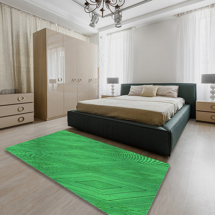 Patterned Neon Green Rug in a Bedroom, pat3574grn