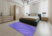 Patterned Purple Mimosa Purple Rug in a Bedroom, pat3574pur