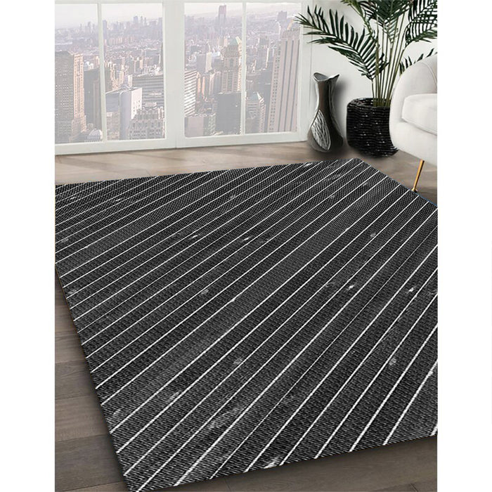 Machine Washable Transitional Midnight Gray Rug in a Family Room, wshpat3575gry