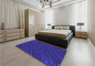 Patterned MediumBlue Rug in a Bedroom, pat3575pur