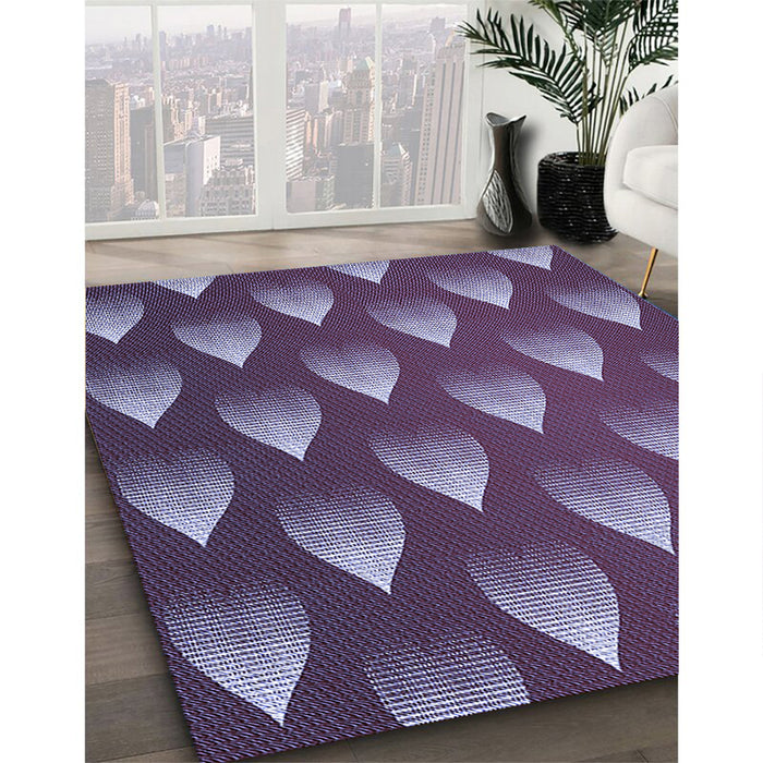 Patterned Plum Purple Rug in Family Room, pat3576blu