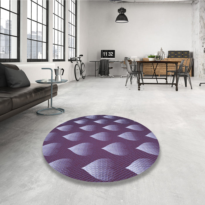 Round Patterned Plum Purple Rug in a Office, pat3576blu