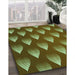 Machine Washable Transitional Green Rug in a Family Room, wshpat3576grn