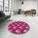 Round Patterned Crimson Red Rug in a Office, pat3576pur