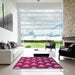 Square Patterned Crimson Red Rug in a Living Room, pat3576pur
