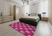 Patterned Crimson Red Rug in a Bedroom, pat3576pur