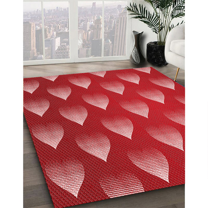 Patterned Red Rug in Family Room, pat3576rd