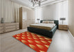 Patterned Neon Orange Rug in a Bedroom, pat3576yw