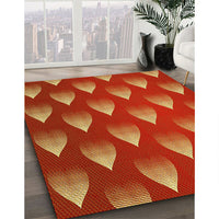 Patterned Neon Orange Rug, pat3576yw