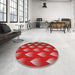 Round Machine Washable Transitional Red Rug in a Office, wshpat3576