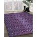 Patterned Plum Purple Rug in Family Room, pat3577blu