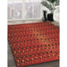 Machine Washable Transitional Mahogany Brown Rug in a Family Room, wshpat3577brn