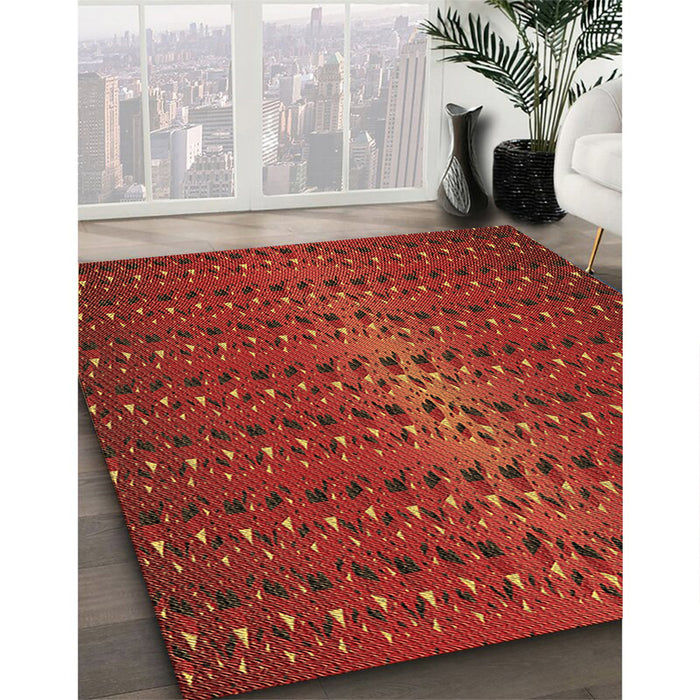 Patterned Mahogany Brown Rug in Family Room, pat3577brn