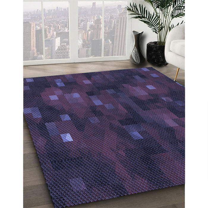 Patterned Deep Periwinkle Purple Rug in Family Room, pat3578blu