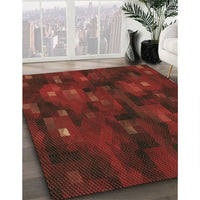 Patterned Dark Red Rug, pat3578brn