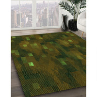 Patterned Black Brown Rug, pat3578grn