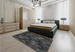 Patterned Charcoal Black Rug in a Bedroom, pat3578gry