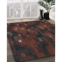Patterned Coffee Brown Rug, pat3578lblu