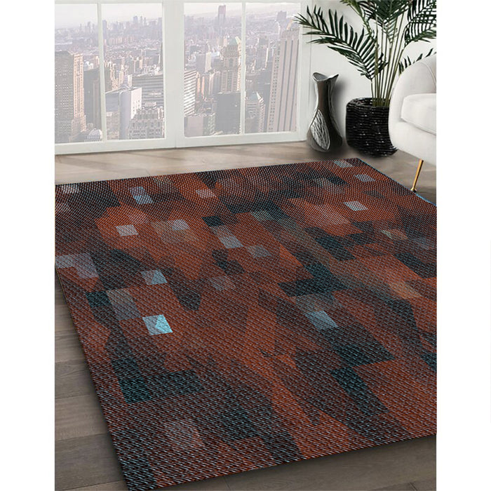 Machine Washable Transitional Coffee Brown Rug in a Family Room, wshpat3578lblu