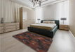 Patterned Coffee Brown Rug in a Bedroom, pat3578lblu