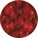 Square Patterned Tomato Red Rug, pat3578org