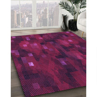 Patterned Medium Violet Red Pink Rug, pat3578pur